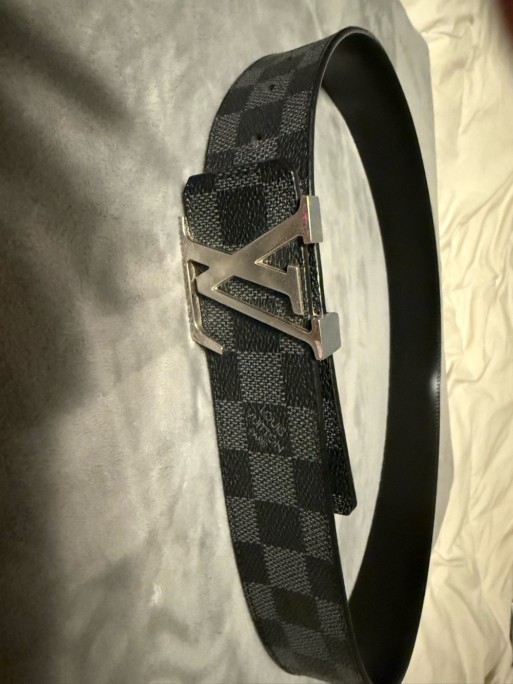 Louis Vuitton Men’s Black Damier Canvas Belt with Silver LV Buckle - Picture 2 of 3